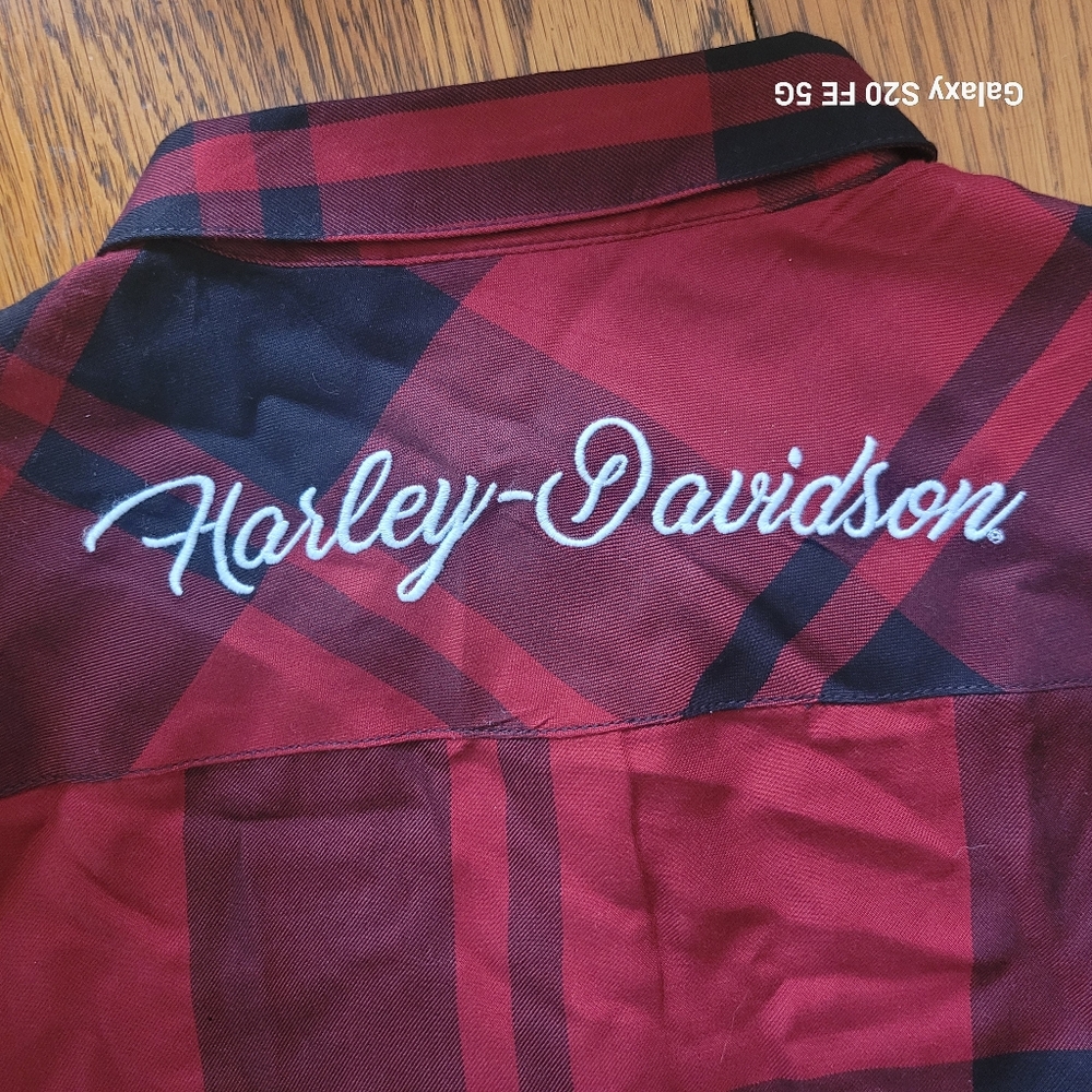 EUC - Harley Davidson Womens Red and Black Plaid Button Up - Picture 7 of 7